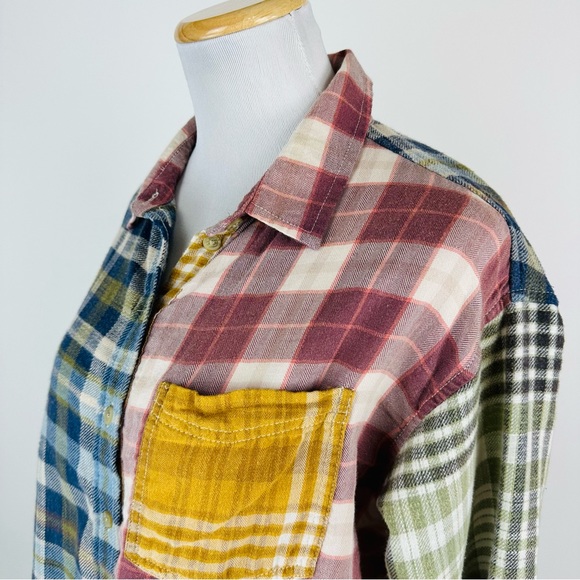 American Eagle Mixed Plaid Button Down Shirt XS - Picture 8 of 13